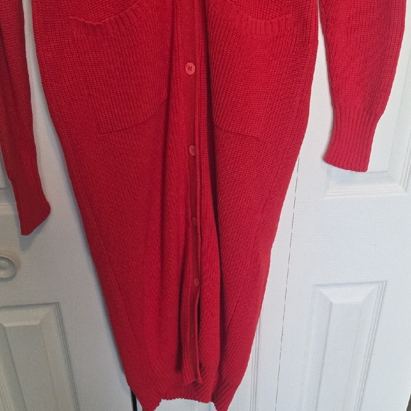 Red Women's Long Cardigan - Picture 3 of 6
